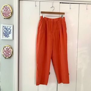 Vintage Coral Silk High Waist Pants Size 8